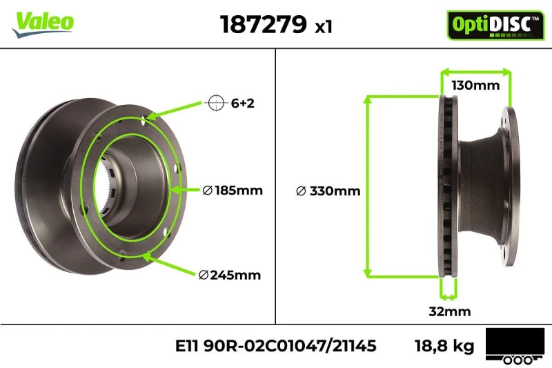 Image of Brake disc VALEO 187279