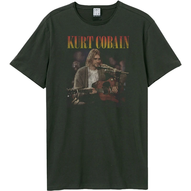 Image of Amplified Amplified Men Unplugged In New York Kurt Cobain T-Shirt in Charcoal Size: X-Small Charcoal XS Male 5063693952754