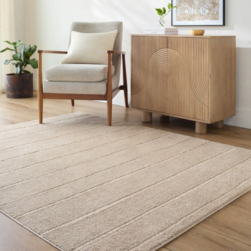 Image of Our Pnw Home X Livabliss Scandi High Pile Ivory Cascade Area Rug 160 X 213cm - Easy Care, Ideal For Living Room & Bedroom