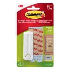 image of 3M Command White Plastic Wire backed picture hanger Pack of 3