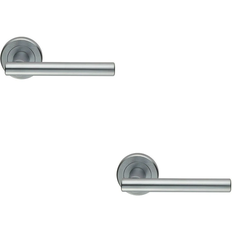 Image of Loops 2x PAIR Straight T Bar Handle on Round Rose Concealed Fix Satin Chrome Multi