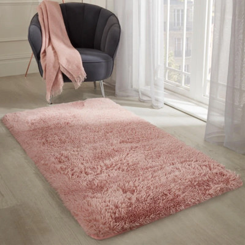 Image of OHS OHS Fluffy Rug Anti Slip Plain Shaggy Floor Mat in Baby Pink Size: 160cm x 230cm Baby Pink 160cm x 230cm Unisex 5027434008810