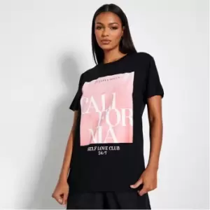 I Saw It First California Graphic Print Oversized T Shirt - Black