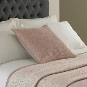 Image of Paoletti - Brooklands Velvet Embossed Quilted Cushion Cover, Blush, 55 x 55 Cm