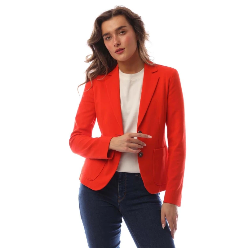 Image of Boss Womens Black Single Breasted Viscose Long Sleeve Blazer Bright Orange female 6 (XS)