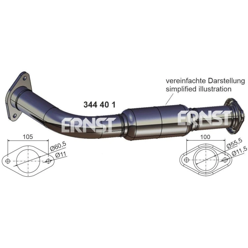 Image of ERNST 344401 Exhaust Pipe Front, Length: 530mm Exhaust Pipe (17)