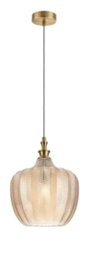 image of Modern Festa Brass Dome Pendant Ceiling Light Glass Shade