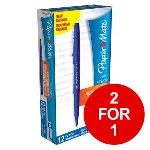 Image of Paper Mate Flair Felt Tip Pens 1.0mm Tip 0.8mm Line Blue Ref S0191013