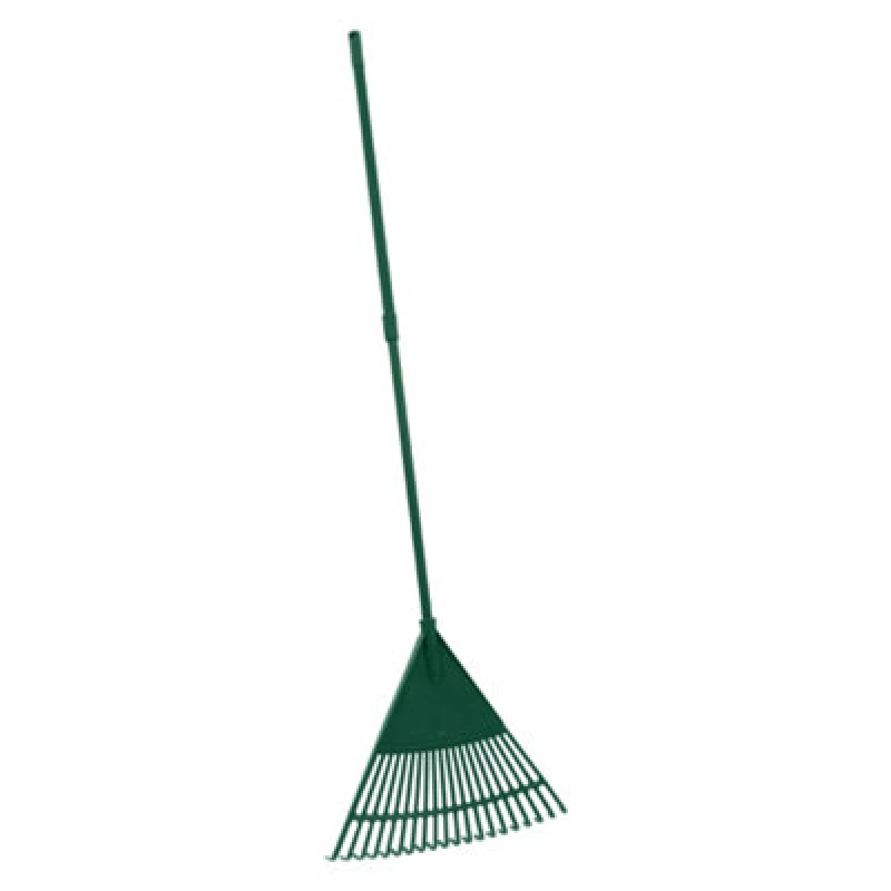 Image of JVL Outdoor Garden, Lawn Leaf Rake with Telescopic Handle, Green 20-062