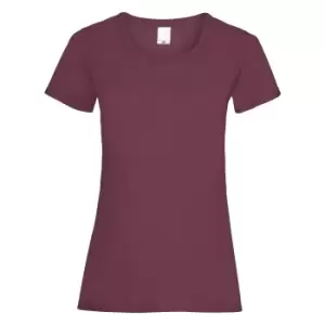 Image of Womens/Ladies Value Fitted Short Sleeve Casual T-Shirt (Large) (Oxblood)