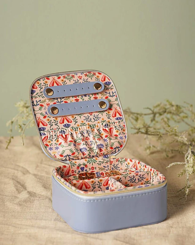 Image of Sophia Lane|The Seasonal Gift Co. Sophia Lane Floral Jewellery Box Blue - Sophia Lane Blue ZS42901