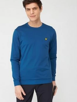 Image of Lyle & Scott Golf Tech Crew Midlayer Top - Navy, Size XL, Men