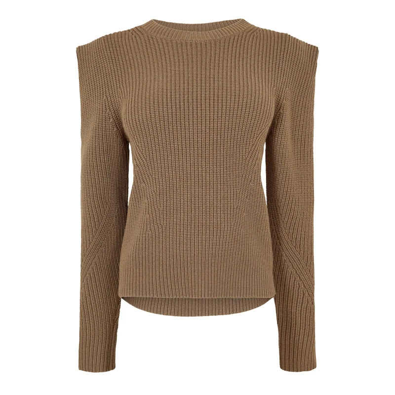 Image of Boss Womens Frarimi Knitted Top Open Brown female 12 (L)