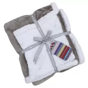 image of Lux Sherpa Fleece Throw Mocha