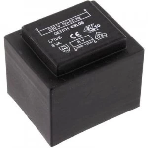Image of PCB mount transformer 1 x 230 V 2 x 24 V AC 8 VA 166 mA