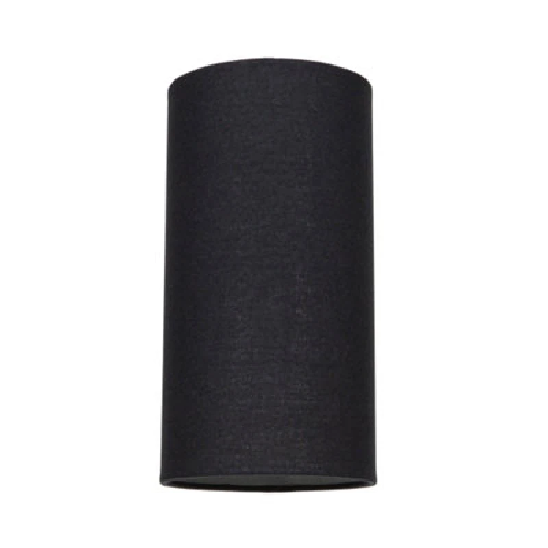 Image of Happy Homewares Contemporary And Stylish Jet Black Linen Fabric Tall Cylindrical 25Cm Lamp Shade