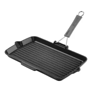 Image of Staub Grill Pans 34 x 21cm rectangular Cast iron Grill pan with pouring spout black