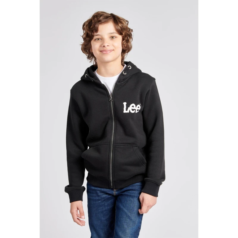 Image of Lee Wobbly Graphic Zip Hoodie Vintage Grey Heather Black