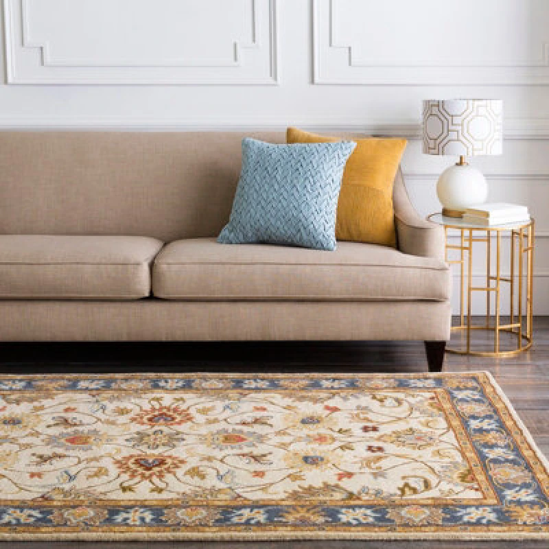 Image of Livabliss Hand-Tufted Oriental Wool Tan Anjali Area Rug 122 X183cm - Easy Care, Non Shedding, Ideal For Living Room & Bedroom