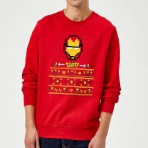 Image of Marvel Avengers Iron Man Pixel Art Christmas Sweatshirt - Red - L