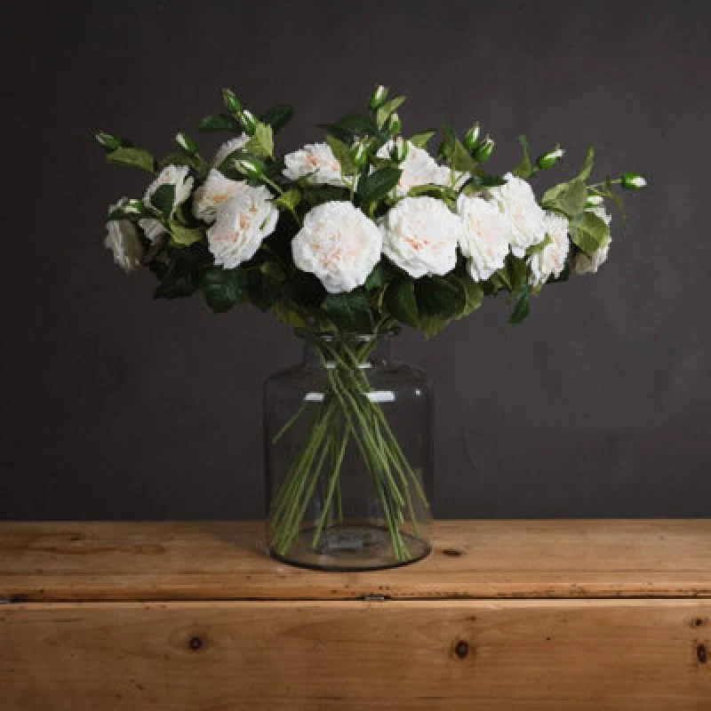 Image of Love Lace White Garden Rose Spray Artificial Flower White