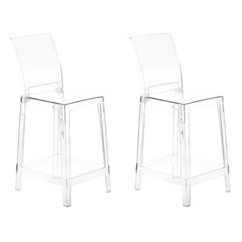 Image of Beliani Set Of 2 Bar Chairs Wellington Transparent