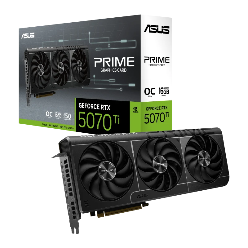 Image of ASUS PRIME NVIDIA GeForce RTX 5070 Ti 16GB GDDR7 OC Edition Graphics Card - 90YV0MF0-M0NA00