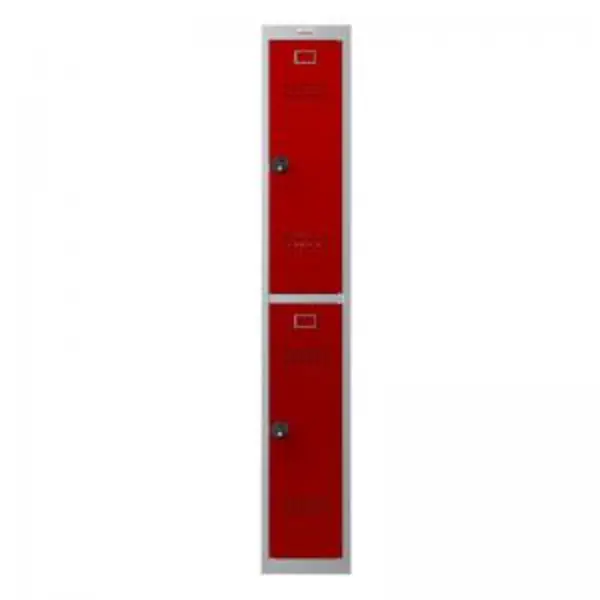 image of Phoenix PL Series 1 Column 2 Door Personal Locker Grey Body Red Doors EXR61979PH