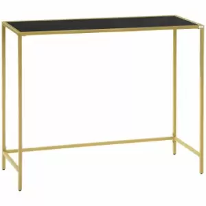 image of HOMCOM Modern Console Table With Tempered Glass Top Black