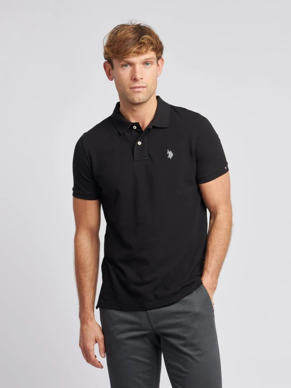 Image of US Polo Assn Pique Polo Top Mens - Black XL