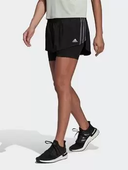 Image of adidas Run Icons 3-Stripes Running Skort, Black Size M Women