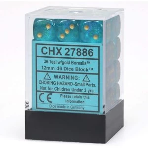 Image of Chessex 12mm d6 Dice Block: Borealis #2 Teal/gold