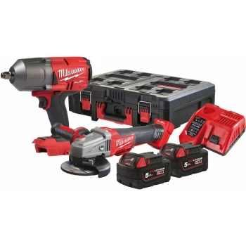 Image of Milwaukee M18FPP2J2-502P Fuel Packout Twinpack Wrench / Grinder
