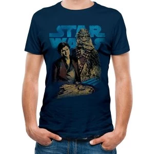Image of Han Solo Movie - Han And Chewie Mens Large T-Shirt - Blue