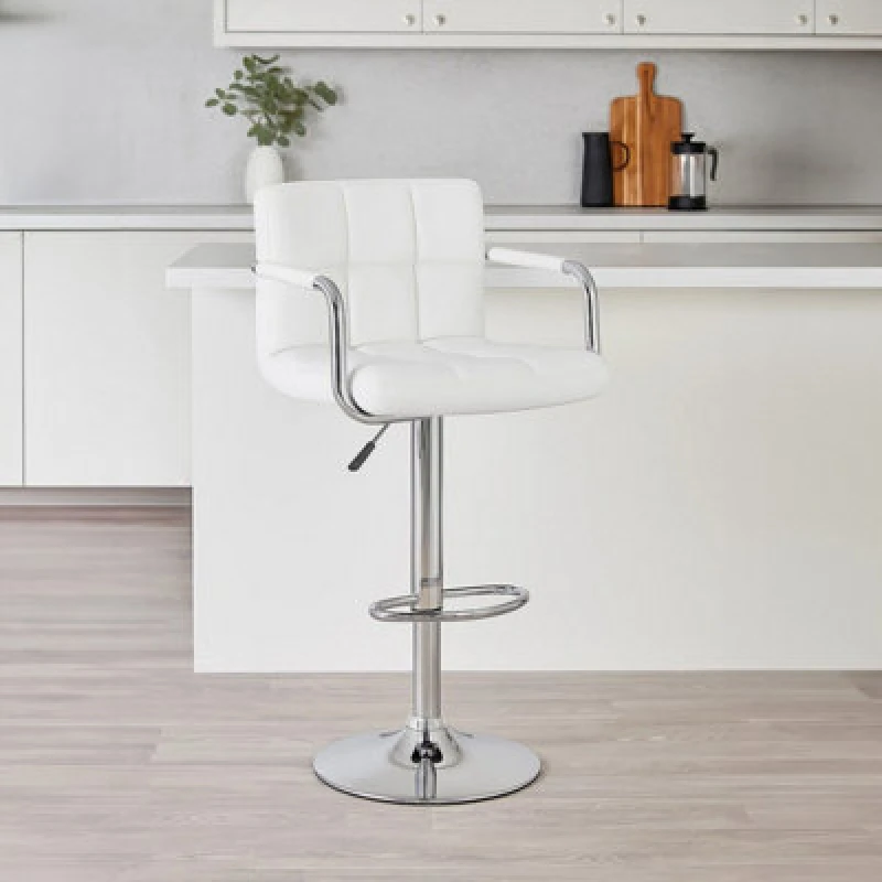 Image of Premier Housewares Interiors by Premier Starz Leather Effect Bar Chair White