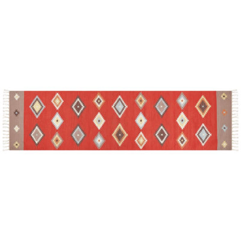 Image of Beliani Rug Lorut Multicolour 80 X 300 Cm Cotton Kilim