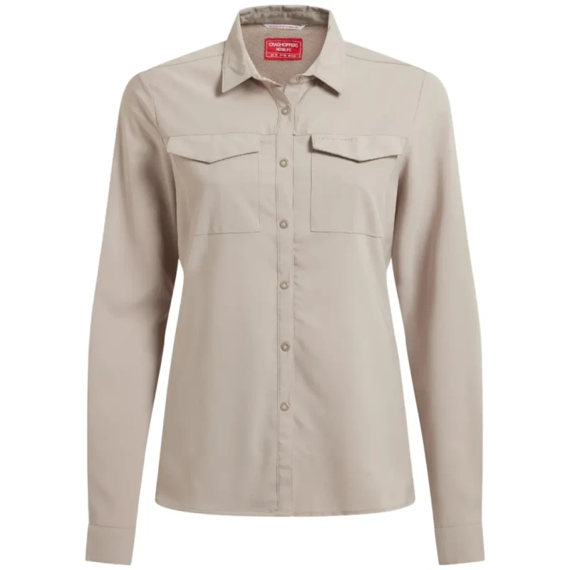 Image of Womens long sleeve shirt Craghoppers Nosilife Pro Langarm Hemd V Beige Female 38