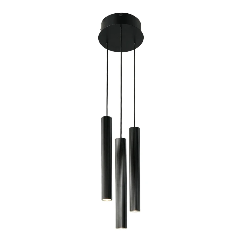 Image of Nordlux Vico Indoor Pendant Light Black Metal GU10 Ribbed - Mains Powered, IP20 Black Unisex