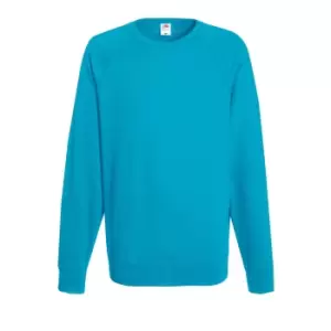 Image of Fruit Of The Loom Mens Lightweight Raglan Sweatshirt (240 GSM) (2XL) (Azure Blue)