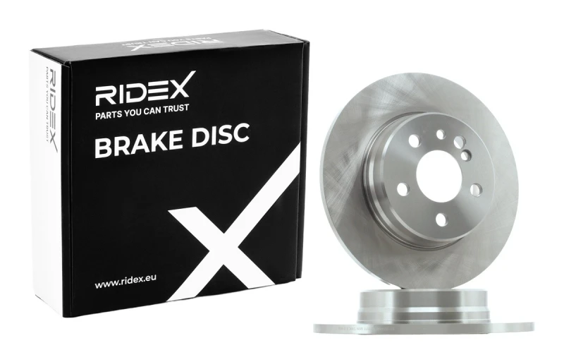 Image of RIDEX 82B0980 Brake disc Rear Axle, solid, Cast Iron, Uncoated, Untreated, without bolts/screws Cast Iron Brake Disc (82)