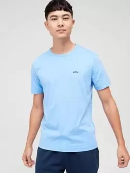 Image of BOSS Curved Logo T-Shirt - Bright Blue, Bright Blue, Size 2XL, Men