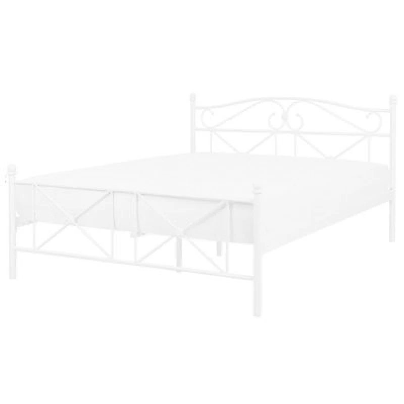 Image of Beliani Bed Metal Rodez 140 X 200 Cm (Eu Double) White
