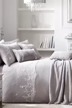 Image of 'Lacy Butterfly' Vintage Lace Overlay Duvet Cover Set