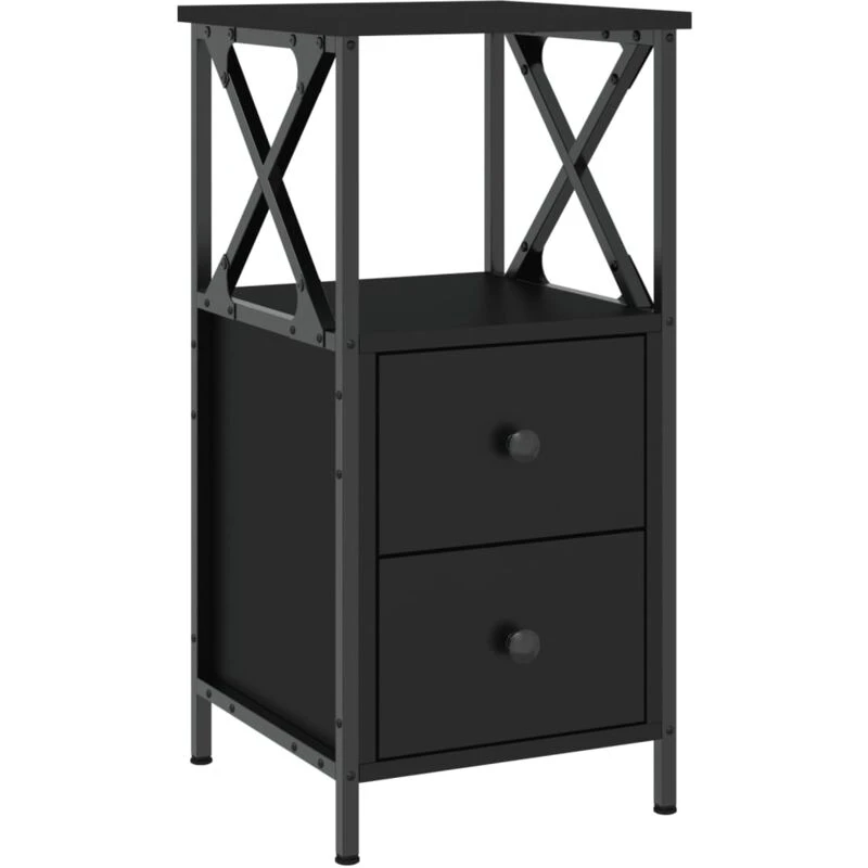 Image of VIDAXL Bedside Cabinet Black 34x35.5x70cm Engineered Wood Vidaxl 8720845939021