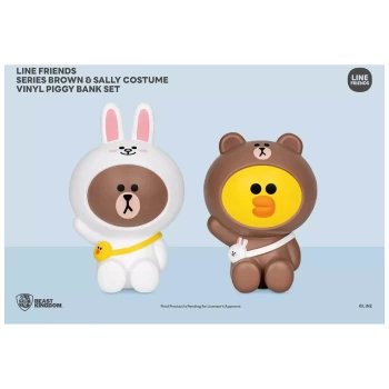 image of Beast Kingdom Line Friends Vinyl Piggy Bank 2 Piece Set - Brown & Sally