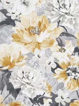 Image of Arthouse Aubrey Floral Ochre Wallpaper