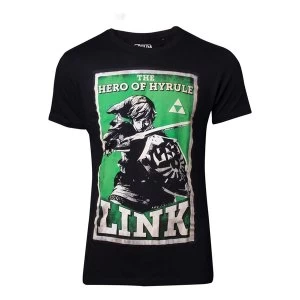 image of Nintendo - Propaganda Hero Of Hyrule Link Poster Mens X-Large T-Shirt - Black