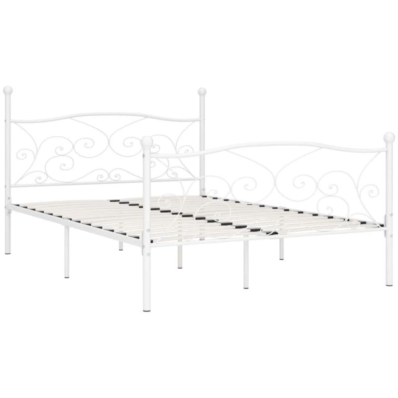 Image of VIDAXL Bed Frame without Mattress with Slatted Base White Metal 140x200cm Vidaxl 8719883830728