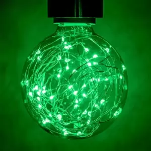 image of Prolite LED G95 Globe 1.7W B22 Star Effect Funky Filaments Green Clear Polycarbonate