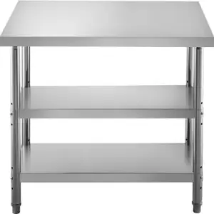 Image of VEVOR Outdoor Food Prep Table, 60x14x33 in Commercial Stainless Steel Table, 2 Adjustable Undershelf BBQ Prep Table, Heavy Duty Kitchen Work Table,